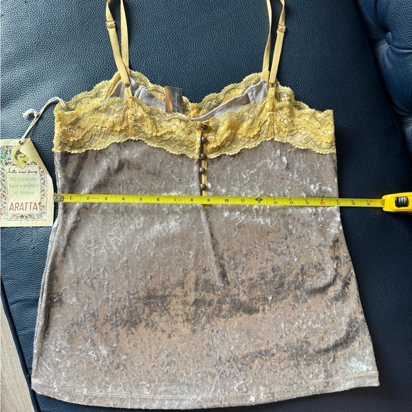 Aratta Silver Velvet Lace Cami with Cream Trim - Picture 5 of 7